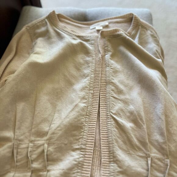 Coldwater Creek Linen Blend Open Front Cardigan Size Medium - Picture 6 of 7